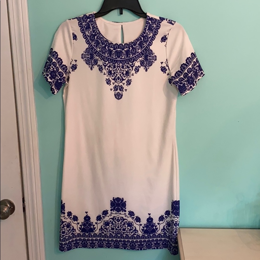 Blue/White Designed Dress